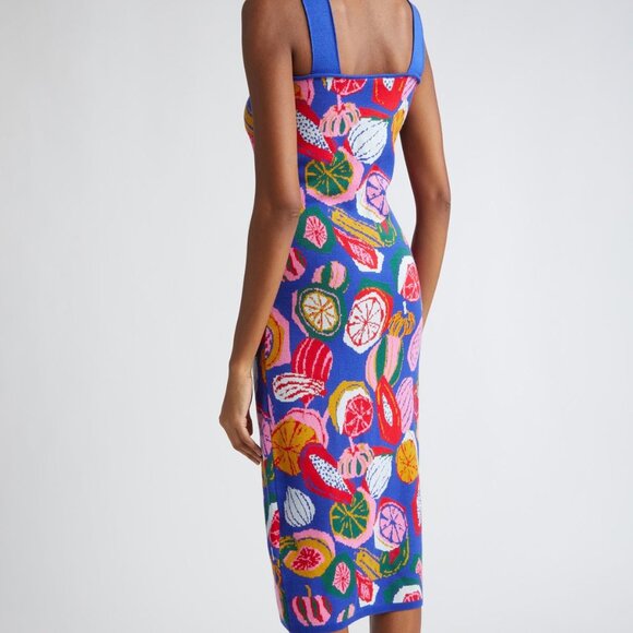 FARM Rio Colorful Fruit Salad Knit Midi Dress Medium M - Picture 2 of 3